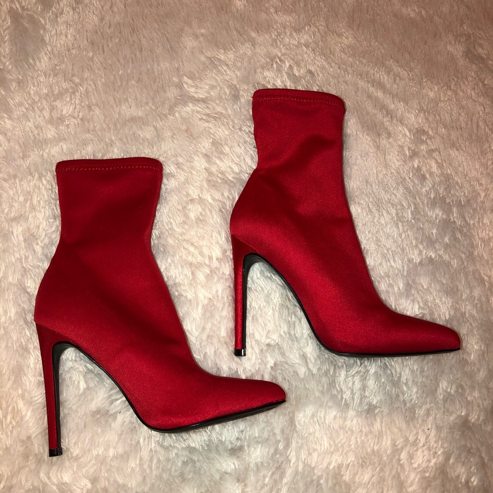 Red Closed Toe Pointed Ankle Boot - image 1